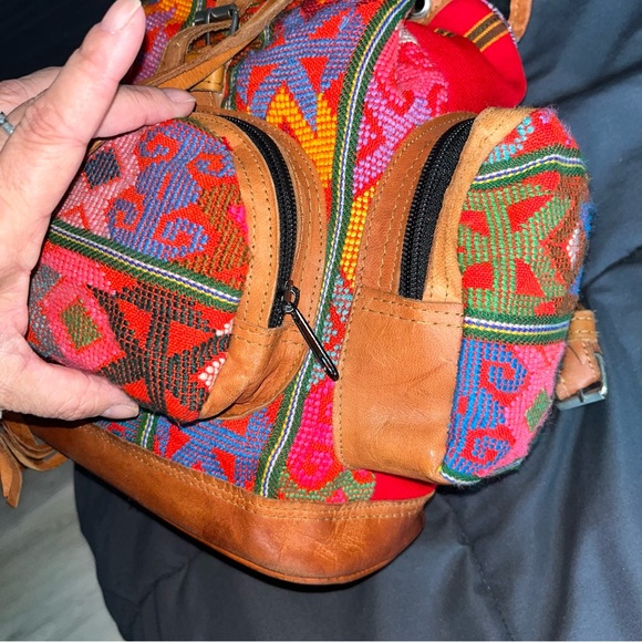 Hand Woven Leather & Huipil Large Backpack • Guatemalan main image 12